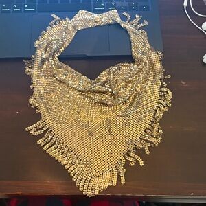Gold Mesh Statement Necklace